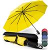 WLine Wind Ombrello Pieghevole Antivento da Pioggia con 10 Aste Rinforzate e Tela Idrorepellente 210T - Ombrello Portatile Resistente Apri e Chiudi Automatico, Diametro 104cm (Giallo con Custodia)