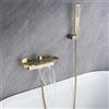 SJQKA Miscelatore Vasca Da Bagno A Cascata Rubinetto Per Vasca Da Incasso A Parete, Doccia A Cascata, Doccia Calda E Fredda, Rubinetto Per Vasca (Oro spazzolato)