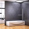 AICA Sopravasca Parete Doccia Per Vasca Girevole 180° Vetro Temperato 6mm Trasparente Inclusi Due Ripiani Maniglia Portasciugamani Telaio Cromo Lucido 100x140cm