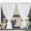 Yaland Tenda in voile effetto lino con pizzo ondulato delicato per cucina, soggiorno, balcone, stile casa di campagna, tasca con asta, 1 pezzo, bianco, larghezza 100 x 120 cm