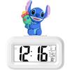 HOAQPPOY Stitch Sveglia Digitale da Comodino Bambini, Stitch Bambina, Sveglia Intelligente Bambina con Temperatura Data Snooze, Lilo e Stitch, Stitch Gadget, Sveglia Digitale per Bambini(Bianco)