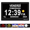 TROCOTN Grande orologio digitale per anziani, con calendario, grande display con allarmi personalizzati, orologio da parete con giorno e data, sveglia, orologio da scrivania (10 Pollici, nero)