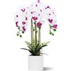 Olrla Orchidee artificiali, organizzazione floreale con 3 rami in vaso, bianco e viola, Bonsai artificiale Phalaenopsis per casa, ufficio, decorazione alberghiera, decorazione da tavolo