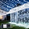 yowin 2 Pezzi Tenda Luminosa Esterno Interno, 600 LED 6m x 3m Tenda Luci Natale, 8 Modalità Impermeabile Cascata Luci per Addobbi Natalizi, Giardino, Matrimonio - Bianco
