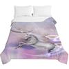 Chickwing Unicorno Trapuntino Copriletto Goffrato Matrimoniale Singolo, Chickw11 3D Coperta Estivo Trapunta Autunnale Trapuntato in Stampa Coperta Letto Leggera per Camera da Letto (Sogno Viola,130x150cm)