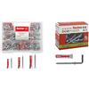 Fischer KIT DUOPOWER, Tassello universale 6 x 30 mm, 160 pezzi, Valigetta con Vite Assortite & Tasselli Duopower con Gancio Medio, grigio/rosso, per Muro pieno
