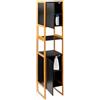 Avilia Mobiletto Salvaspazio 2 Ante per Bagno - Mobile a Colonna Modulare, 33x33x170cm, Nero, Interni Regolabili, in MDF e Bambù