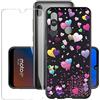 JIENI Cover per Motorola Moto E6 Plus + Pellicola Vetro Temperato,Morbido Nero Silicone Custodie Copertura Pallone romantico Case Protettivo Gel Sottile Cover per Motorola Moto E6 Plus (6.1)