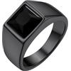 GoldChic Misura 30 Ossidiana 8MM Anello Uomo Nero Pietra Alta Trasparenza Intarsio 3D Tagliato a Diamante Anello Acciaio