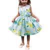 Mayoral Abito Vestito Bambina 6 Anni - 116 cm Misto Lino Color Verde Tiffany e Fantasia Floreale - Cerimonia