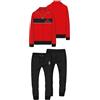 hermet Pigiama Milan Lungo Rosso Nero Ragazzo Bambino Ufficiale Homewear Felpa con Zip e Pantalone 2025 Tuta Cotone (IT, età, 14 Anni, Regular, Rosso)