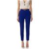 Elisabetta Franchi Pantalone Dritto in crêpe Stretch con Morsetto Blu Blue Indaco