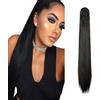 Dcbaboo Coda di Cavallo Extension Capelli Lisci Coda Capelli Extension con Pinza 55cm Posticci per Capelli Dritti Coda Finta per Capelli Sintetici Lunghi Ponytail Naturale, Jet Nero