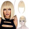 Elailite Frangetta Capelli Veri Clip Biondo Platino, Remy Human Hair Frangia Finta Ordinata Hair Fringe Neat Bang Frontale con Tempie Posticci Donna