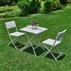 DEODATO Set da giardino tavolo con due sedie bianco Zante