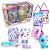 #sbabam Funny Box Doki Rainbow Pets Maxi, Animali di peluche con stencil e pennarelli lavabili per bambini, 2 pezzi, gatto di peluche, unicorno, coniglio e altri, regalo per ragazze e bambini