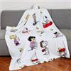 Kanguru la coperta con le maniche Snoopy Coperta in morbido pile morbido e caldo microfibra Natale o per un comodo divano relax TV plaid arachidi 100% poliestere bianco, taglia unica