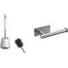 Ibergrif M34152 - Spazzolone wc, Scopino per WC con Set Di Supporti Ad Asciugatura Rapida & MK34052 Porta Carta Igienica Adesivo Portarotolo Carta Igienica Acciaio Inox