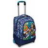 SJ Gang Big Trolley Scuola, Blu, 2 in 1, Doppio Uso, Con Spallacci Uso Zaino, con Crossover System, Zaino Scuola + Occhiali da Sole