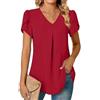 SHEKINI Camicia Donna Elegante Maglietta Chiffon Donna Maniche Corte Camicetta con Scollo a V Blusa Estivi Casual Top T Shirt Sexy Manica Corta Abbigliamento Donna