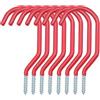 AMJKEJI 8 Pezzi Ganci Garage, Appendi Bici da Muro, Resistenti Ganci da Parete in Metallo per Biciclette, Riporre Scale, Attrezzature Sportive (Rosso)