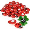 Robin Goods® 60 scarabei della Fortuna in Legno - Coccinelle autoadesive - Adesivi per l'artigianato - Portafortuna - Articoli per l'artigianato (60 Pezzi - Rosso/Nero)