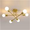 Comely 6 Luci Lampadario Retrò in Metallo Sputnik, Industriale Plafoniera E27 Moderno Oro, Lampada da Soffitto Vintage per Soggiorno Camera da Letto Cucina Ristorante