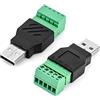 QWORK® 2 Pz Connettori USB, USB 2.0 A Maschio a 5 Pin PCB Morsetto a Vite Femmina per la Ricarica e il Trasferimento dei Dati (2 x Connettori USB Maschio)