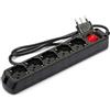 VELAMP - Ciabatta Multipresa Piatta a Presa Multipla (5 Prese Schuko e 10/16A) - Ciabatta Elettrica Multipresa con Spina Grande 16A, Cavo Lungo 1m, Interruttore Luminoso, Prese Sicure - Nero