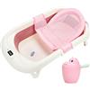 Cecaylie Vaschetta Bagnetto, Pieghevole Vasca da Bagn per Bambini, Portatile Vaschetta Baby Bagno con Indicatore di Temperatura, 3-in-1 Bagnetto Neonato, Vaschetta per Bagnetto per 0-6 Anni,Rosa