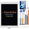 ARSSLY LCD Display per iPad 6 Air 2 9,7 A1566 A1567 Touch Schermo per iPad Air 2 Touchscreen Digitazer Pannello Vetro Assembly Sostituzione con Riparazione Kit,Bianco