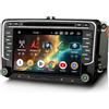GONFEN 8 Core 7 pollici Android 14 DAB+ Autoradio per VW Caddy Passat CC Golf 5/6 Tiguan Touran EOS Jetta Seat Skoda Octavia con GPS Navigazione 4GB+64GB CarPlay Android Auto DSP WiFi BT 5.0 SWC Radar