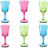 Generico Set 6 Calici Vino in Plastica Infrangibile Colorati 280 ml per Tavolo Compleanno Festa Compleanno Matrimonio Bicchiere Acqua Flute
