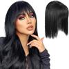 Pwsap Topper per Capelli Clip Frangia, Hair Sottile Extension, Frontale Corti Lisci Posticci Fringe Parrucchino Toupee, Nero