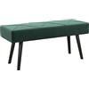 HOMCOM Panca Imbottita Fondoletto in Tessuto Effetto Velluto e Acciaio, 100x36x45 cm, Verde e Nero|Aosom