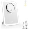 EMKE Specchio cosmetico con illuminazione, 3 colori chiari e 1/3 x specchio ingranditore con luce a 180° girevole USB ricaricabile, specchio per trucco con ingrandimento (bianco)