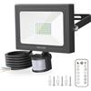 MEIKEE Faretto con Sensore di Movimento, 35W 3000LM Faro LED Esterno con Telecomando, Bianca Fredda 6500K, Proiettore Luce di Sicurezza Impermeabile IP66 per Giardino Corridoio Garage Patio