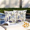 DecorMommt Federe Cuscini Impermeabili per Divano Foglie Blu Federa Quadrata in Lino 2 Pezzi Federe per Cuscini Decorativi Elegante Resistente Moderni per Fodere Cuscini Divano Giardino