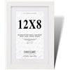 Fabian Clarke London® Cornice portafoto in legno bianco moderno 12x8 con supporto bianco 10x6 per appendere verticale o orizzontale