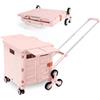 LexonElec Carrello Della Spesa Pieghevole Carrello Portatile Pieghevole con Ruote per Scalinate e Coperchio Magnetico Capacità di 80 Kg, Cassetta Rotante per Campeggio, Pesca e Stoccaggio Attrezzi -Rosa U