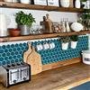 funlife Adesivo 3D per piastrelle da cucina, upgrade blu pavone, motivo esagonale, autoadesivo, per cucina, bagno, set da 10 pezzi, 30 x 15 cm