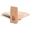 Logbuch-Verlag Sacchetti carta kraft con finestra, 25 pezzi: bustine piccole per dolci, spezie, tè, regali, confezioni alimenti con inserto interno, marroni, fondo quadro, 7 x 4 x 20,5 cm