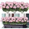 Weldomcor Fiori artificiali, 3 Bundles falso Geranio Fiori resistente ai raggi UV Faux Verde Arbusti Piante per Patio Portico Finestra Scatola di casa di nozze Agriturismo Decor, Rosa Chiaro