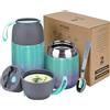 VITONIS Thermo per Alimenti 2 Pezzi 500ml & 700ml, Contenitore Termico per Alimenti di Acciaio Inossidabile con Cucchiaio Pieghevole, Isotermico Sottovuoto per Cibi Caldi e Freddi(Rainbow)