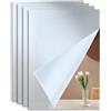 Wenrescry Specchio Adesivo da Parete A4, Set di 4 Pezzi - Specchio Acrilico Infrangibile, Decorativo, Resistente all'Umidità, Antimuffa, per Bagno, Soggiorno e Camera