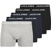 JACK & JONES Jacanthony Trunks 5 Pack Box Ln, Boxer a pantaloncino Uomo, Blu Marino - Nero - Grigio, S