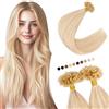 Elailite Extension Cheratina Capelli Veri 200 Ciocche #18/#613 Beige Sabbia Biondo/Biondo Chiarissimo, 100g Remy Human Hair Indiani 40cm