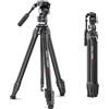 ULANZI Zero V - Treppiede per fotocamera con altezza 24-157 cm, con testa video rimovibile, treppiedi da viaggio, in fibra di carbonio, treppiede a tre zampe per videocamera, colore: Nero