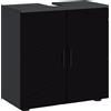 kleankin Mobile Sottolavabo Bagno in Legno con Armadietto 2 Ante, 60x30x60cm, Nero|Aosom