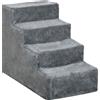 PawHut Scaletta per Cani Portatile a 4 Gradini, in Flanella Sfoderabile e Truciolato, 60x35x44 cm, Grigio|Aosom